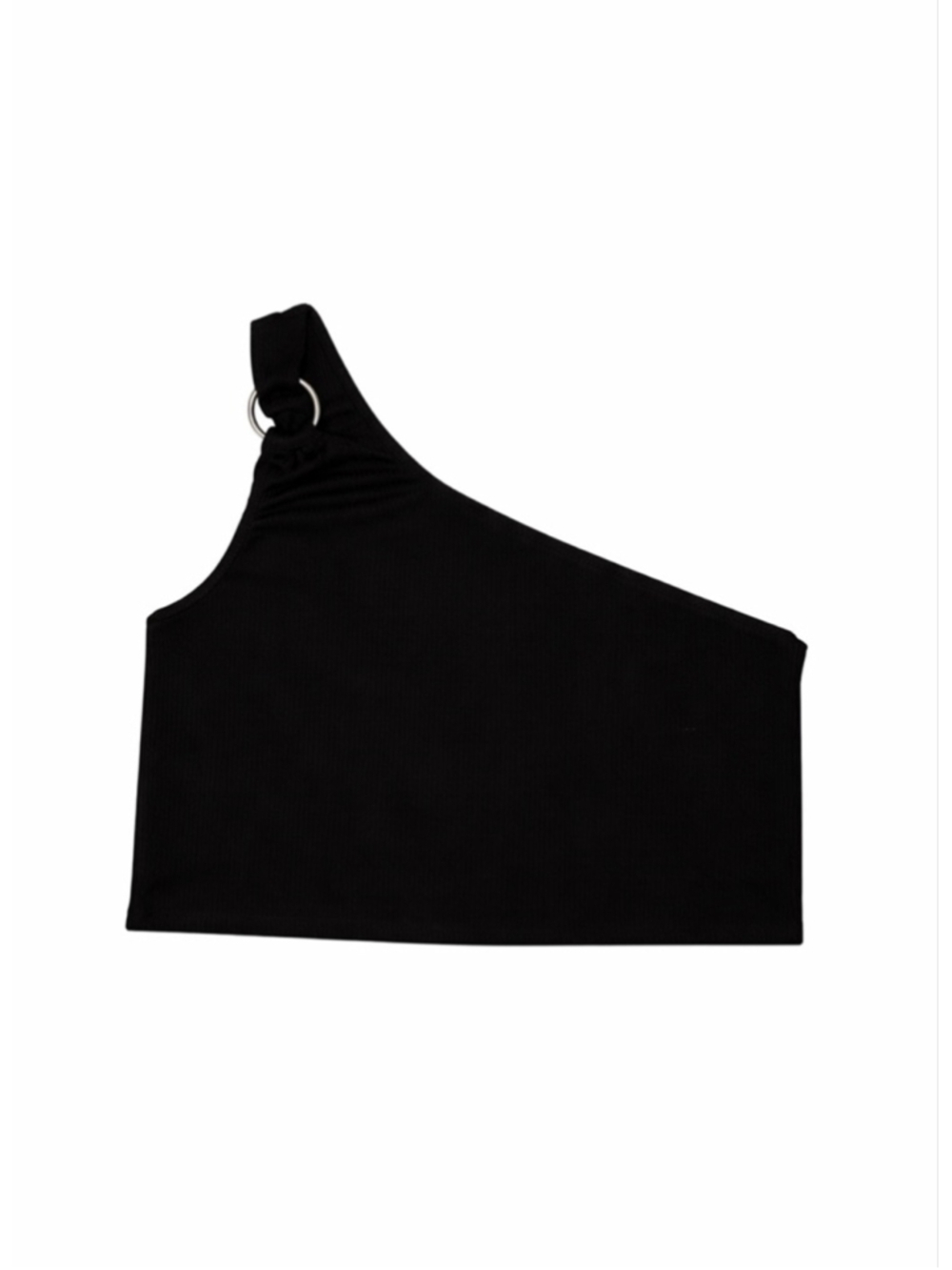 Women's Love, Fire Black One Shoulder Ribbed Crop Top 1X - Picture 9 of 10